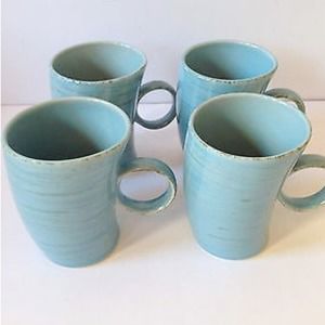Studio Nova Samba 4 Teal‎ blue slanted Pottery mugs